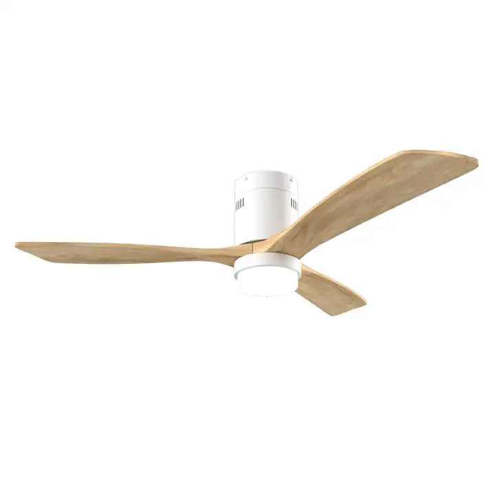 52 Inch Decorative Ceiling Fan With 6 Speed Remote White 3 Solid Wood Blades Reversible DC Motor For Living Room