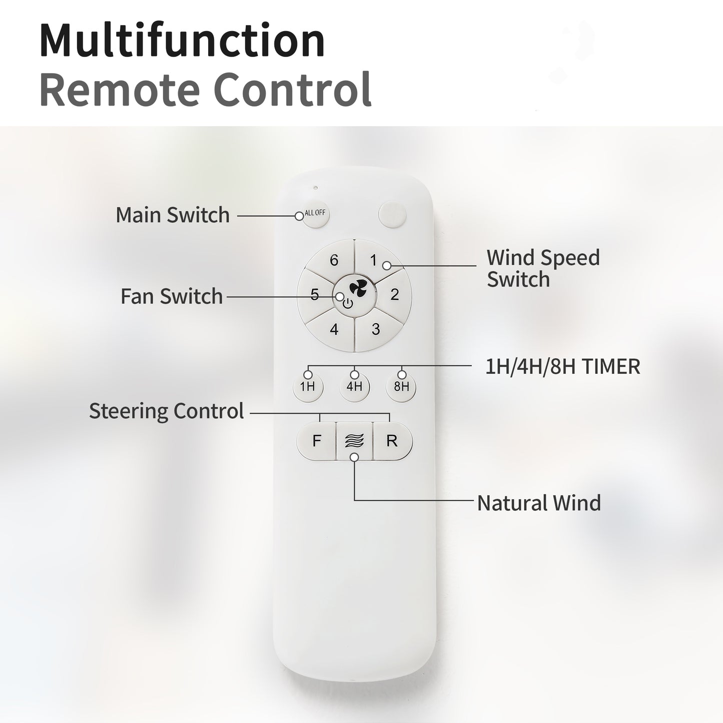 52 Inch Indoor Ceiling Fan No Light With 6 Speed Remote Control 3 ABS Blades Reversible DC Motor