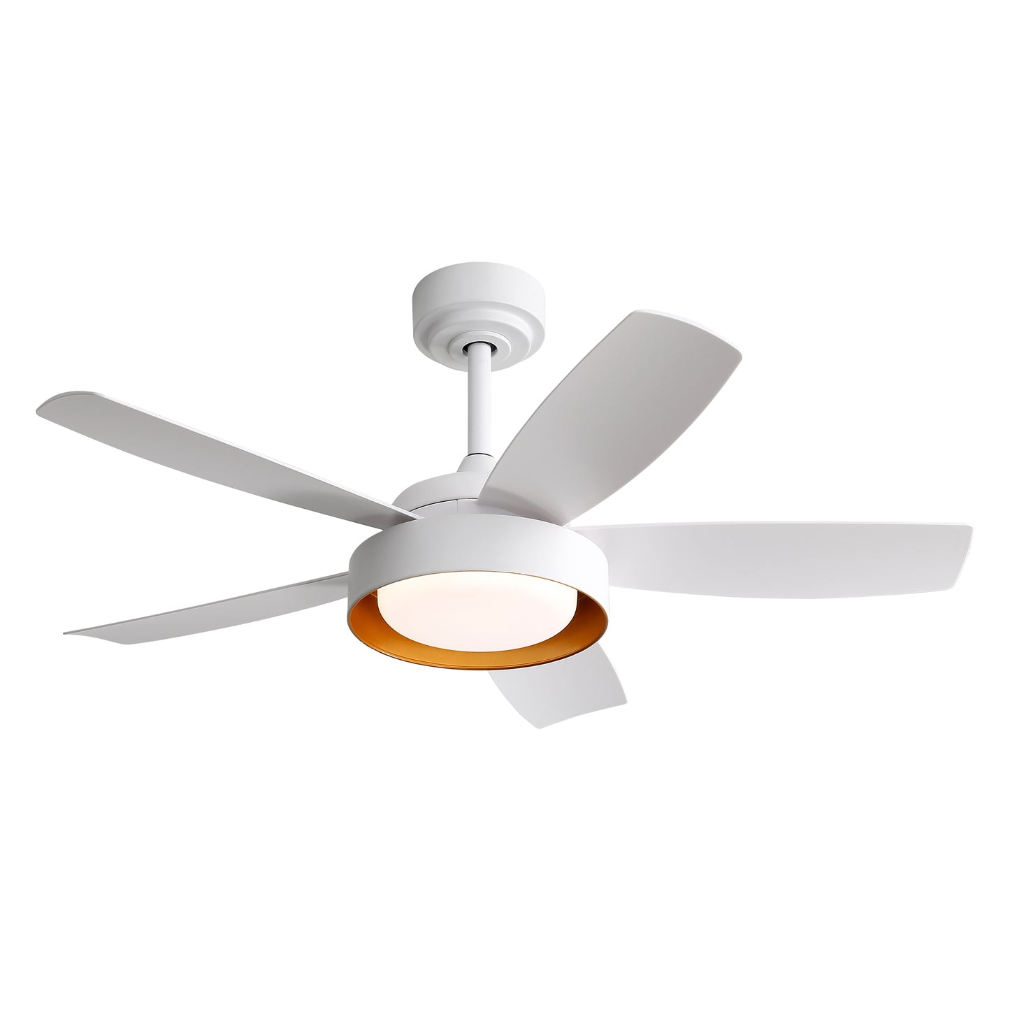 42 Inch Ceiling Fans with LED Light 22W and Remote Control 6 Wind Speed Reversible DC Motor White for Bedroom