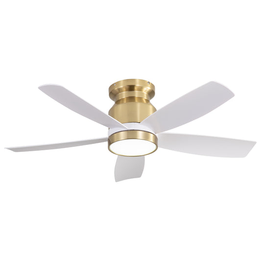 42 Inch Flush Mount Ceiling Fans with LED Light 18W and Remote Control 5 ABS Fan Blades for Bedroom Dining Room