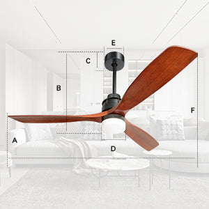 60 inch 3 Solid Wood Blade DC Motor Ceiling Fan Decorate for the Living Room with Light