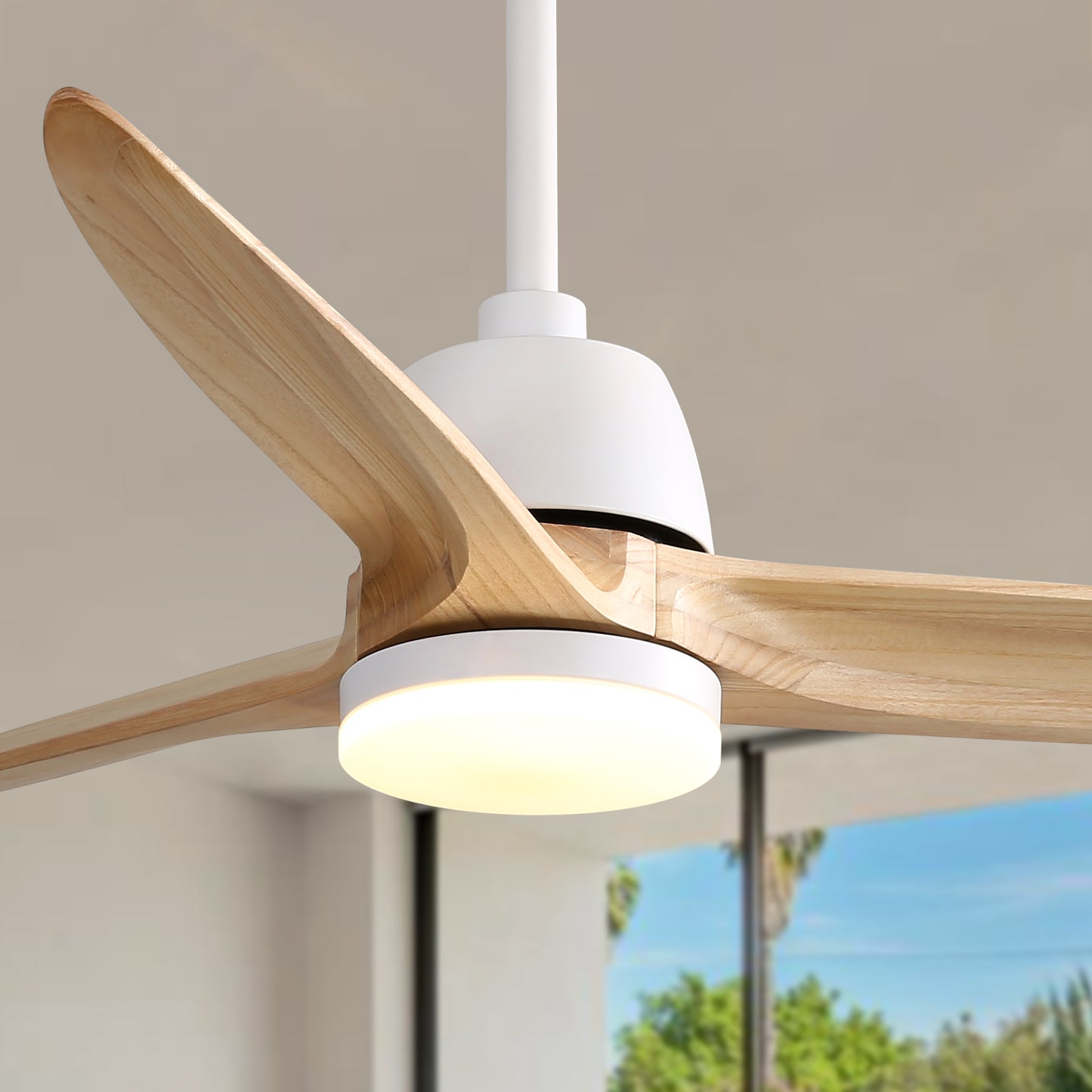 56 Inch Ceiling Fan Light With 6 Speed Remote Energy-saving DC Motor Matte White