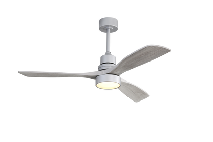 52 Inch Ceiling Fan Light With 6 Speed Remote Silver 3 Wood Blade Reversible DC Motor For Bedroom