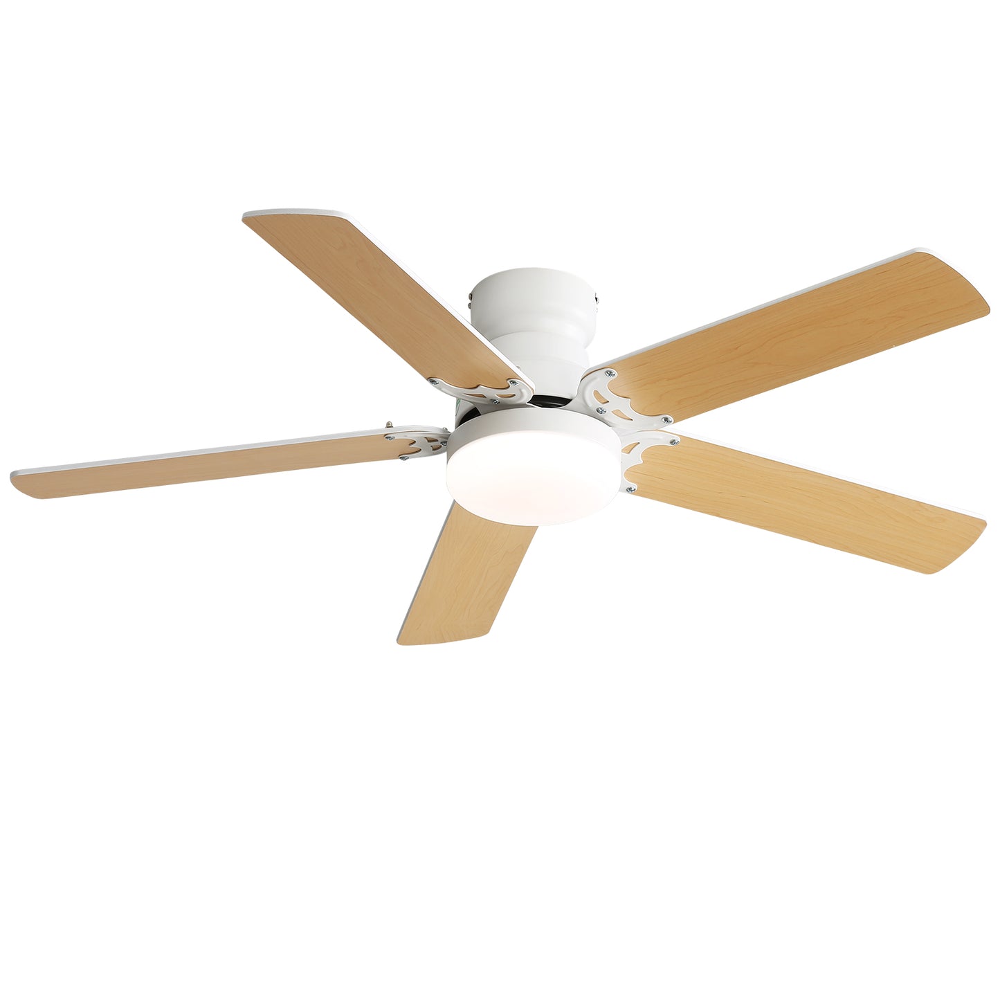 Low Profile 42 Inch Ceiling Fan 5 Blades Noiseless Reversible Dc Motor Remote Control With Led Light