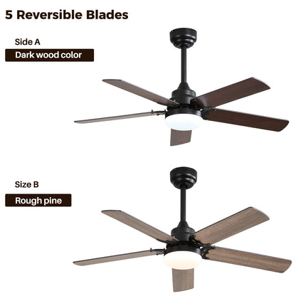 Low Profile 42 Inch Ceiling Fan 5 Blades Noiseless Reversible Dc Motor Remote Control With Led Light