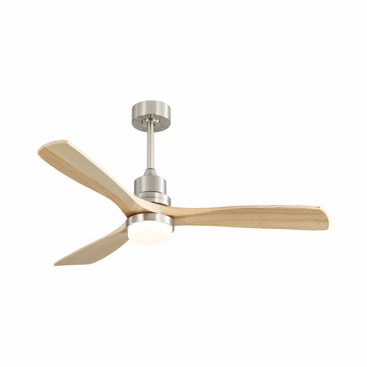 Indoor 52 Inch Ceiling Fan With Dimmable Led Light 6 Speed Remote 3 Wood Blade Reversible DC Motor For Bedroom