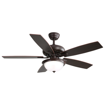 52 Inch Indoor Crystal Ceiling Fan With 3 Speed Wind 5 Plywood Blades Remote Control AC Motor With Light