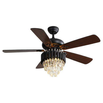 52 Inch Classics Ceiling Fan With 3 Speed Wind 5 Plywood Blades Remote Control AC Motor With Light