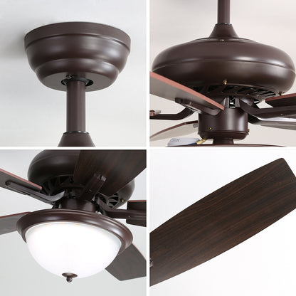 52 Inch Indoor Crystal Ceiling Fan With 3 Speed Wind 5 Plywood Blades Remote Control AC Motor With Light