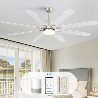 66 Inch Low Profile Ceiling Fan with Dimmable Lights and Smart Remote Control 6 Speed Reversible Noiseless DC Motor for Indoor