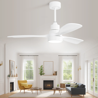 48 Inch Solid Wood Ceiling Fan with Dimmable Light 6 Speed Reversible DC Motor