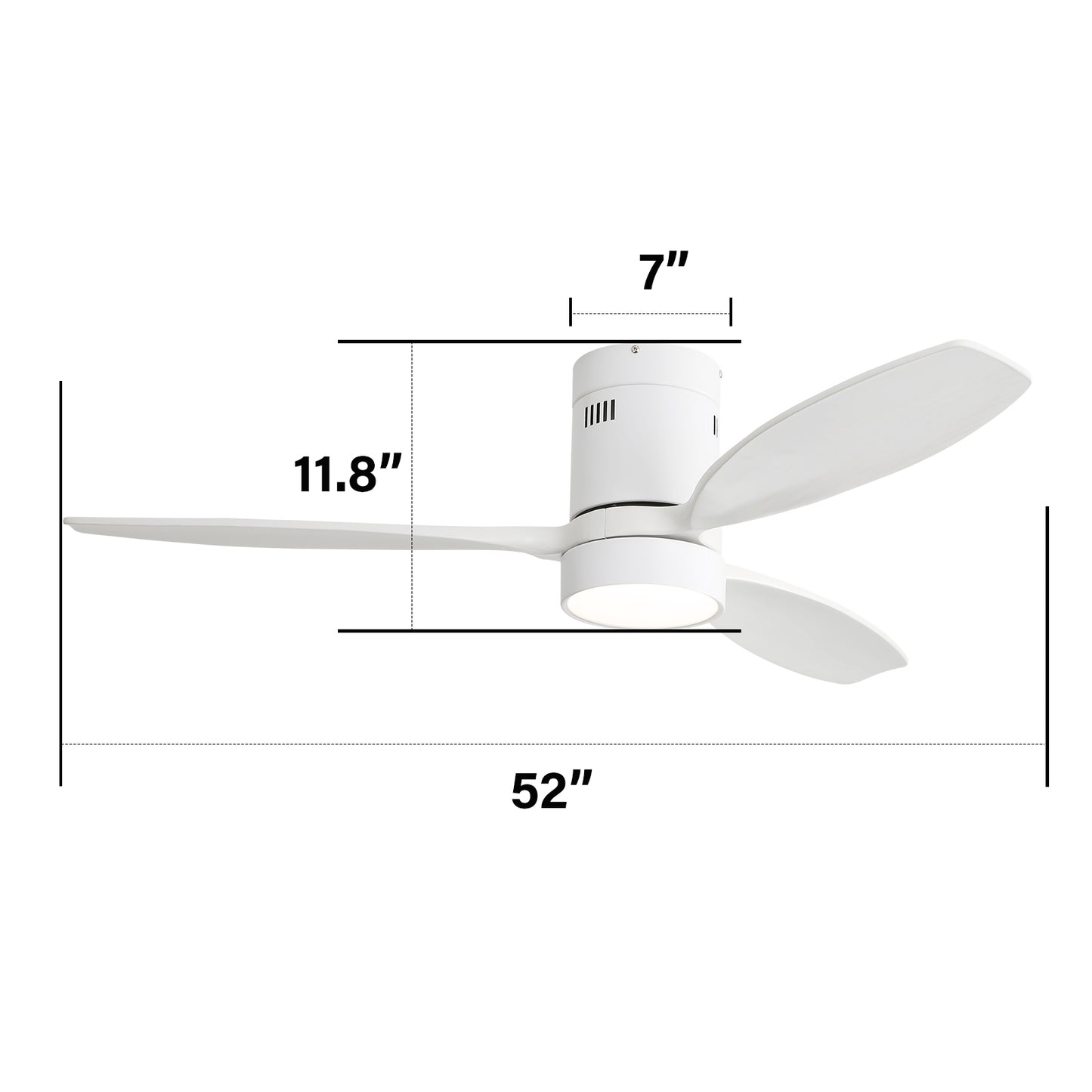 52 Inch Indoor Outdoor Ceiling Fan Solid Wood Fan Blade Noiseless Reversible Motor Remote Control With Light