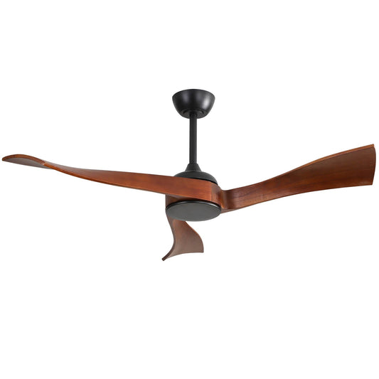 52 Inch Indoor Modern Ceiling Fan No Light 6 Speed Remote 3 Solid Wood Blade Reversible DC Motor For Living Room