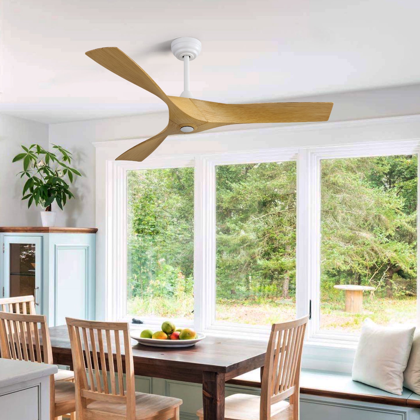 52 Inch Modern Ceiling Fan With 3 ABS Blades Remote Control Reversible DC Motor Without Light For Living Room