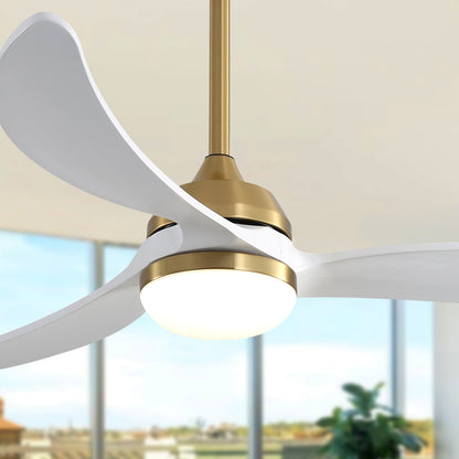 52 Inch Indoor Ceiling Fan With Dimmable Led Light 3 Solid Wood Blades Remote Control Reversible DC Motor For Living Room