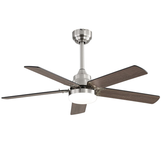 42 Inch Ceiling Fan 5 Blades Noiseless Reversible Dc Motor Remote Control With Led Light