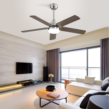 42 Inch Ceiling Fan 5 Blades Noiseless Reversible Dc Motor Remote Control With Led Light