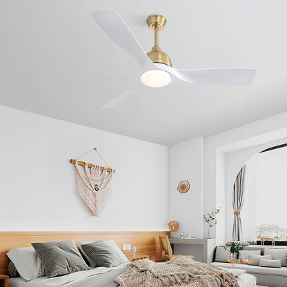 54 Inch White/Gold ABS Ceiling Fan