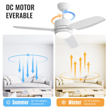 46 Inch New Design Ceiling Fan with Lights 3 ABS Blades 6-speed DC Motor