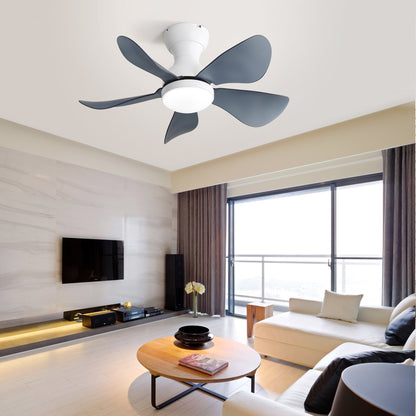 29 lnch Small Ceiling Fan Flush Mount 5 Reversible ABS Blades with LED Dimmable Light