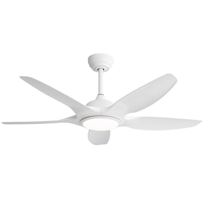 48 Inch Indoor Ceiling Fan With 5 White ABS Blades Remote Control Reversible DC Motor For Living Room