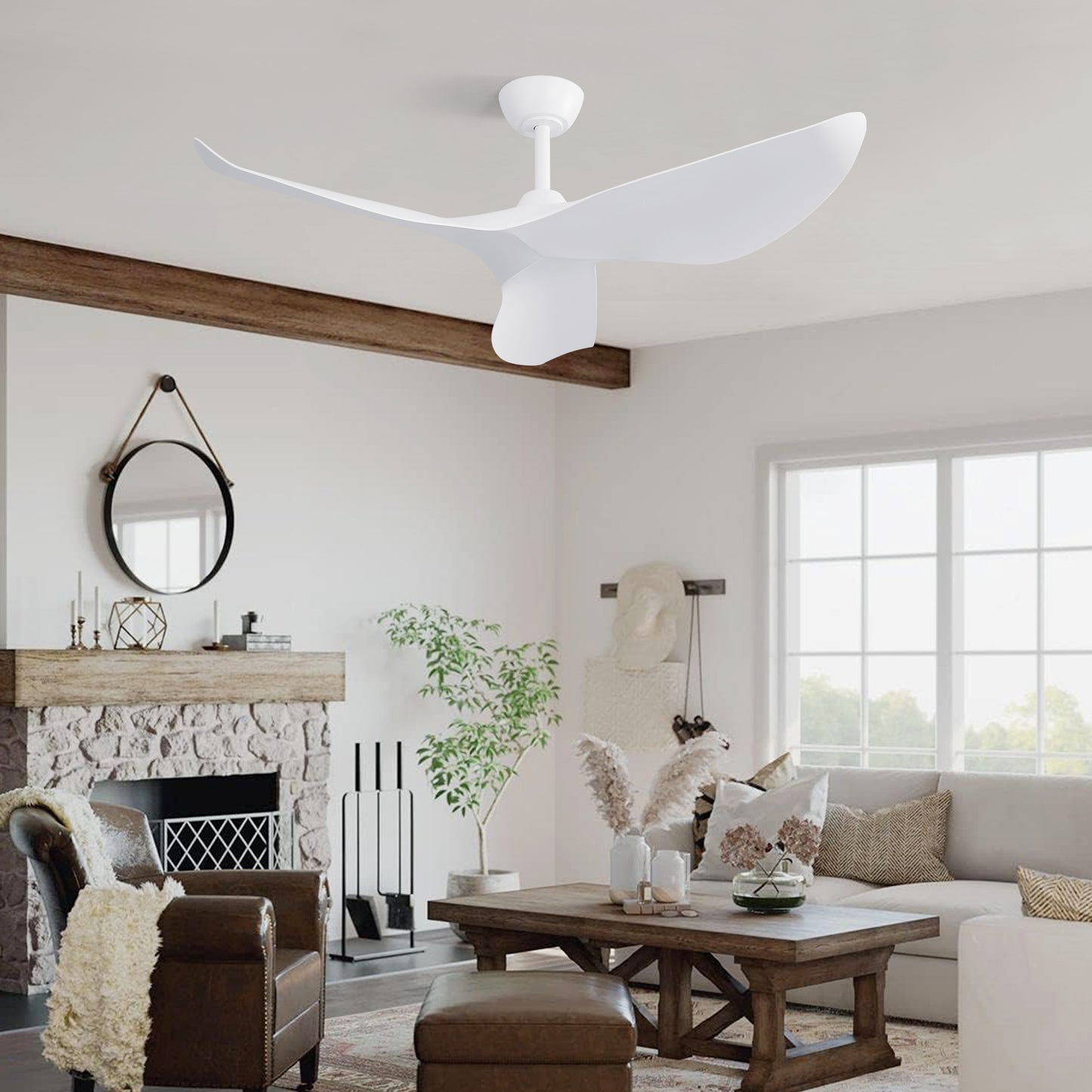 38 Inch Ceiling Fan Without Light, Modern Indoor Outdoor Ceiling Fans with DC Motor Remote Control for Bedroom, Living Room