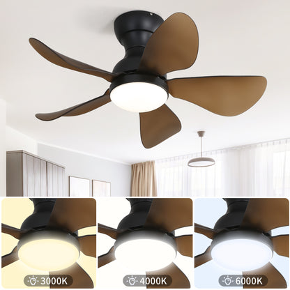 29 Inch Low Profile Flush Mount Ceiling Fan with Light Reversible Motor Remote Control