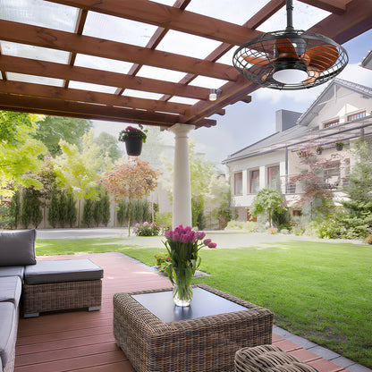 20 Inch Downrod Mount Ceiling Fan LED 18W 3CCT 5 ABS Blades DC Motor with Hanging and Hook for Outside Patios Pergola