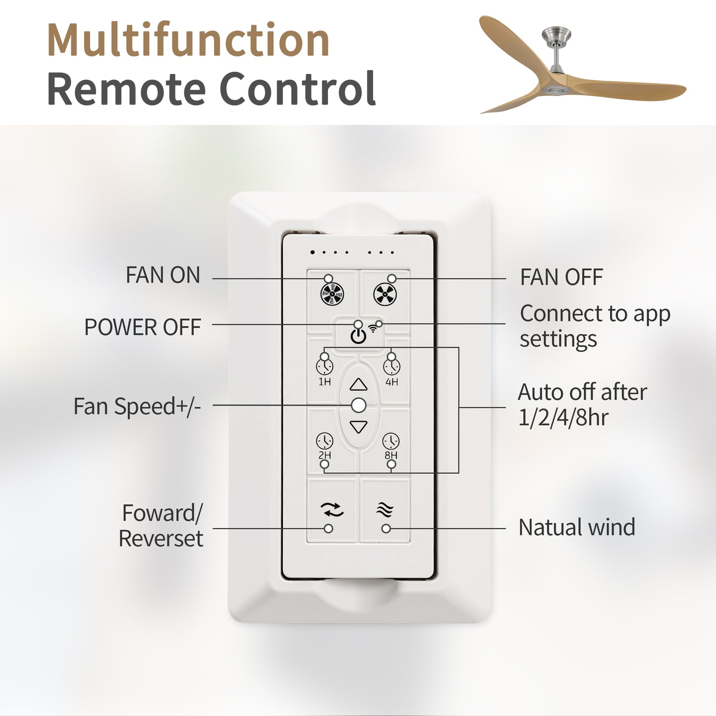 60 Inch Outdoor Ceiling Fan Without Light 3 ABS Blade with Smart APP Control