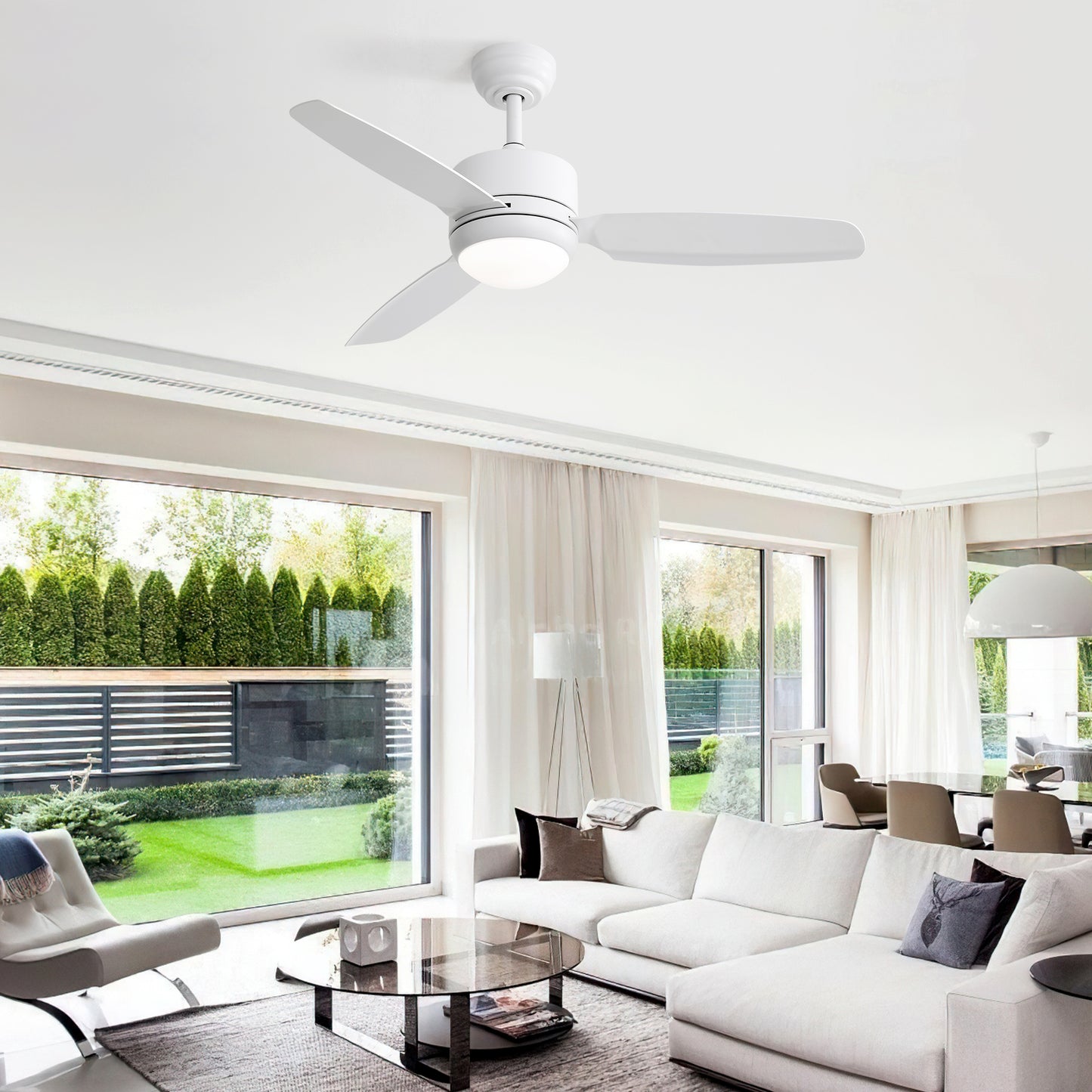 46 Inch New Design Ceiling Fan with Lights 3 ABS Blades 6-speed DC Motor