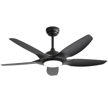 48 Inch Indoor Ceiling Fan With 5 Black ABS Blades Remote Control Reversible DC Motor For Living Room