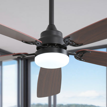 52 Inch Classics Ceiling Fan With Dimmable Led Light 6 Speed Wind 5 Blades Remote Control DC Motor For Indoor