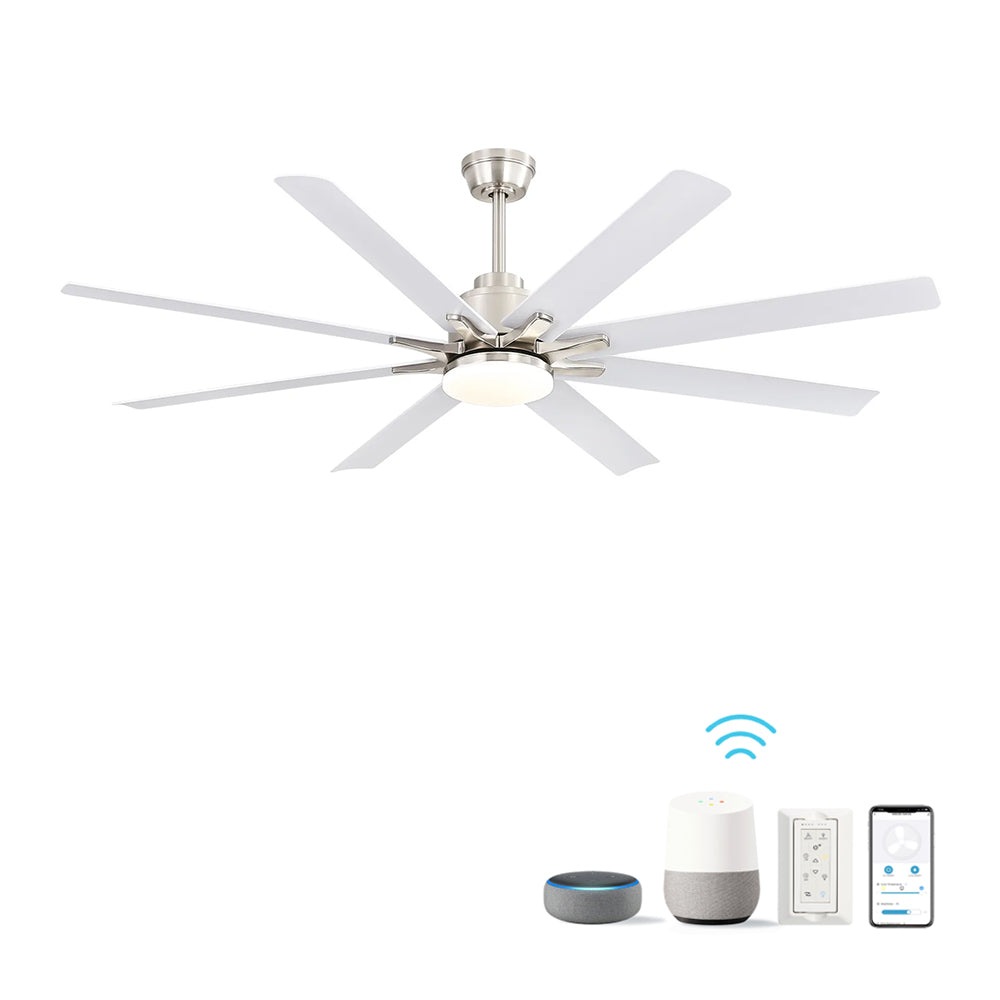 66 Inch Low Profile Ceiling Fan with Dimmable Lights and Smart Remote Control 6 Speed Reversible Noiseless DC Motor for Indoor