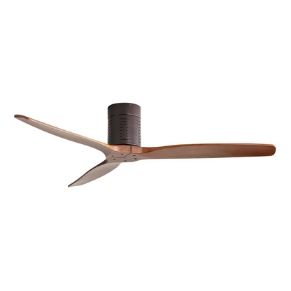 52 inch Flush Mount Ceiling Fan with Remote Control, 3 Reversible Wood Blades Noiseless DC Motor Ceiling Fan without Light