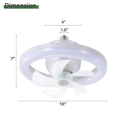 Socket Ceiling Fan with Light and Remote 360° Rotating Ceiling Fan 3 Colors and 3 Wind Speeds