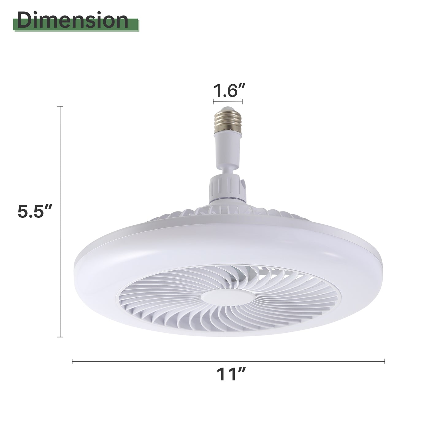 Mini Size 8 Inch Enclosed Socket E26 Ceiling Fan Light 3 Speeds 3 Light Color Dimming and Timing for Small Room Kitchen