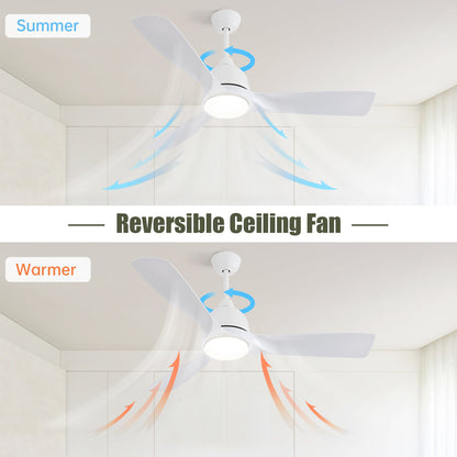 54 Inch White/Gold ABS Ceiling Fan