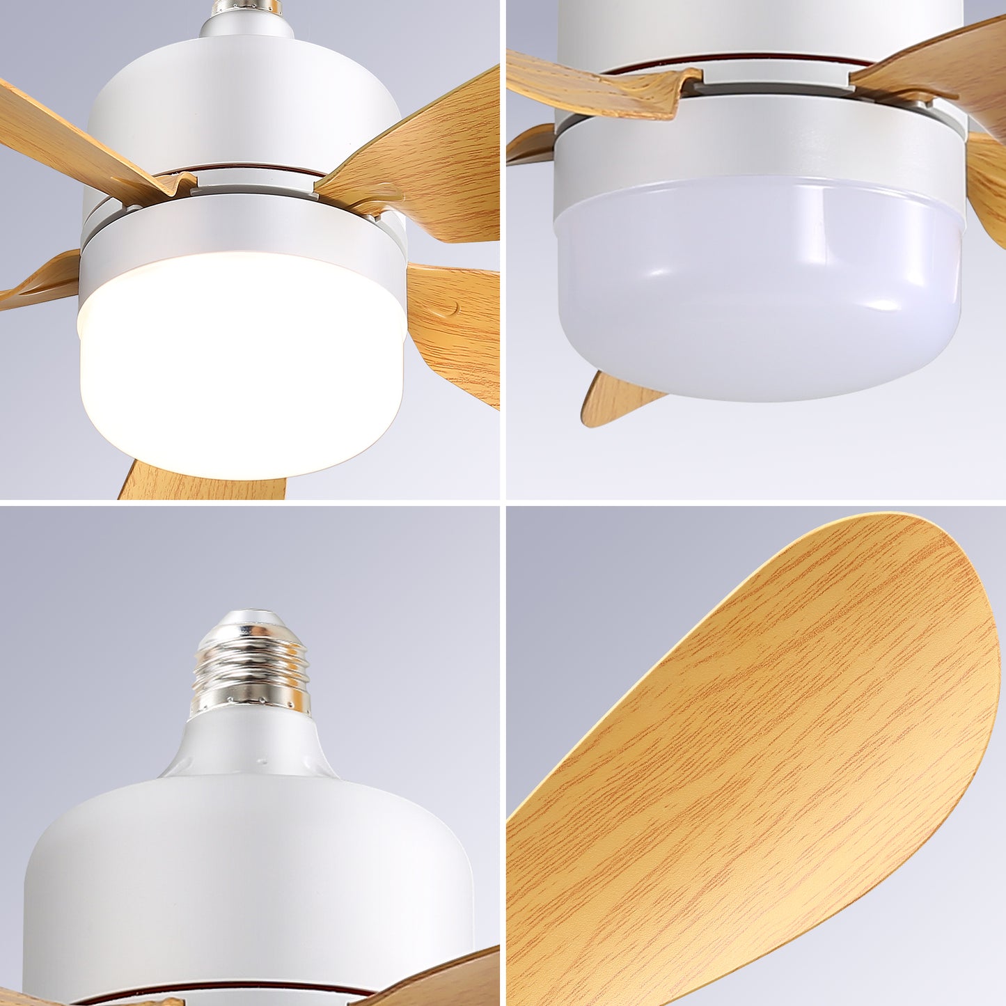 Socket Ceiling Fans with Dimmable LED Light 2 in 1 Screw Small Ceiling Fan