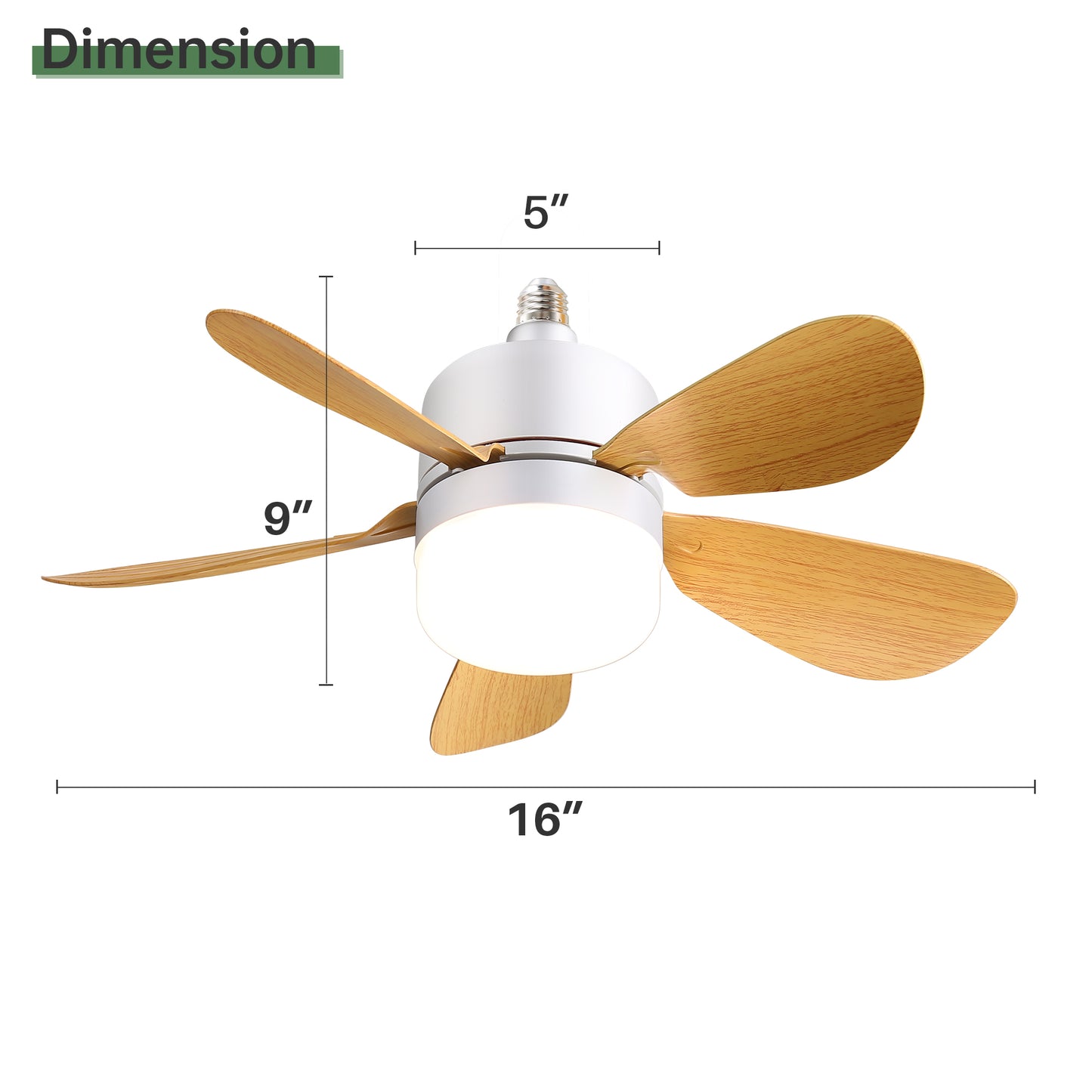 Socket Ceiling Fans with Dimmable LED Light 2 in 1 Screw Small Ceiling Fan