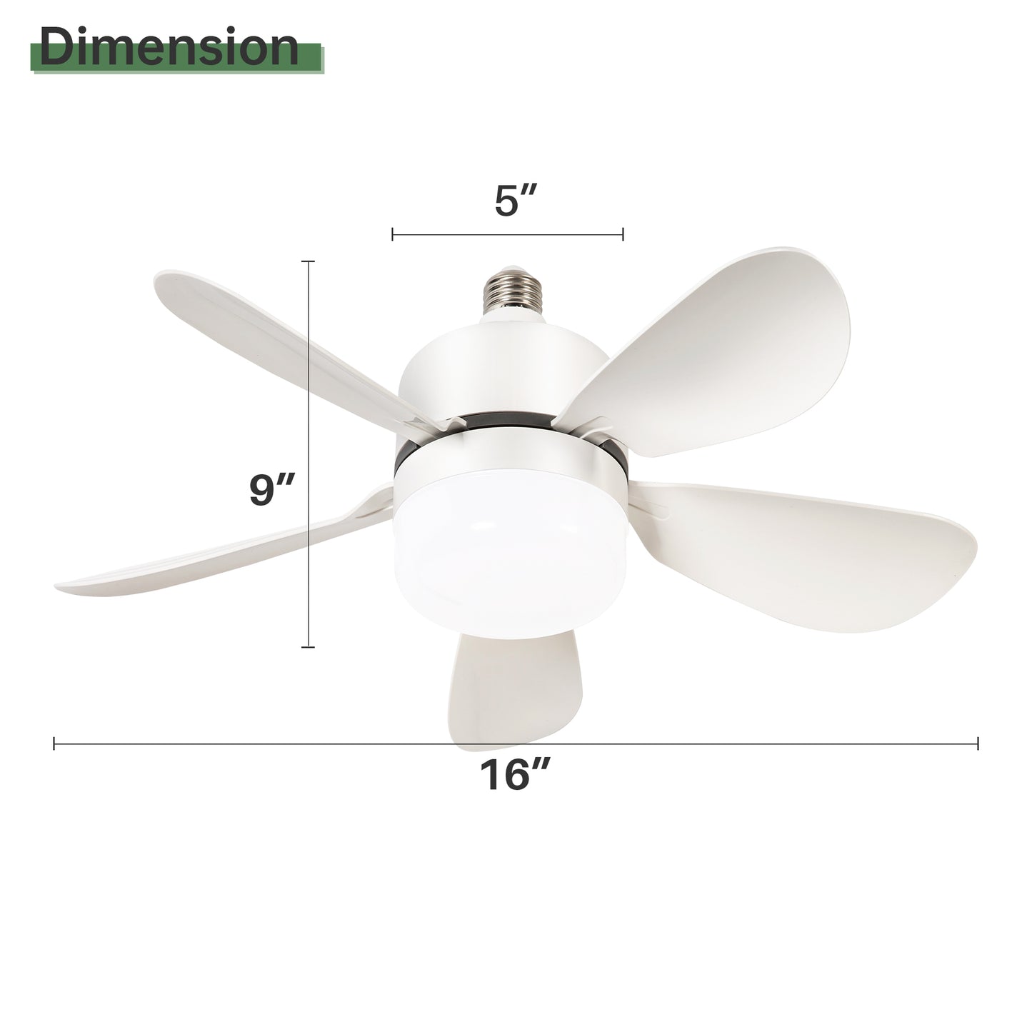 Socket Fan Light Ceiling Fans with Remote Screw in Ceiling Fan DC Motor Noiseless 3 Wind Speed