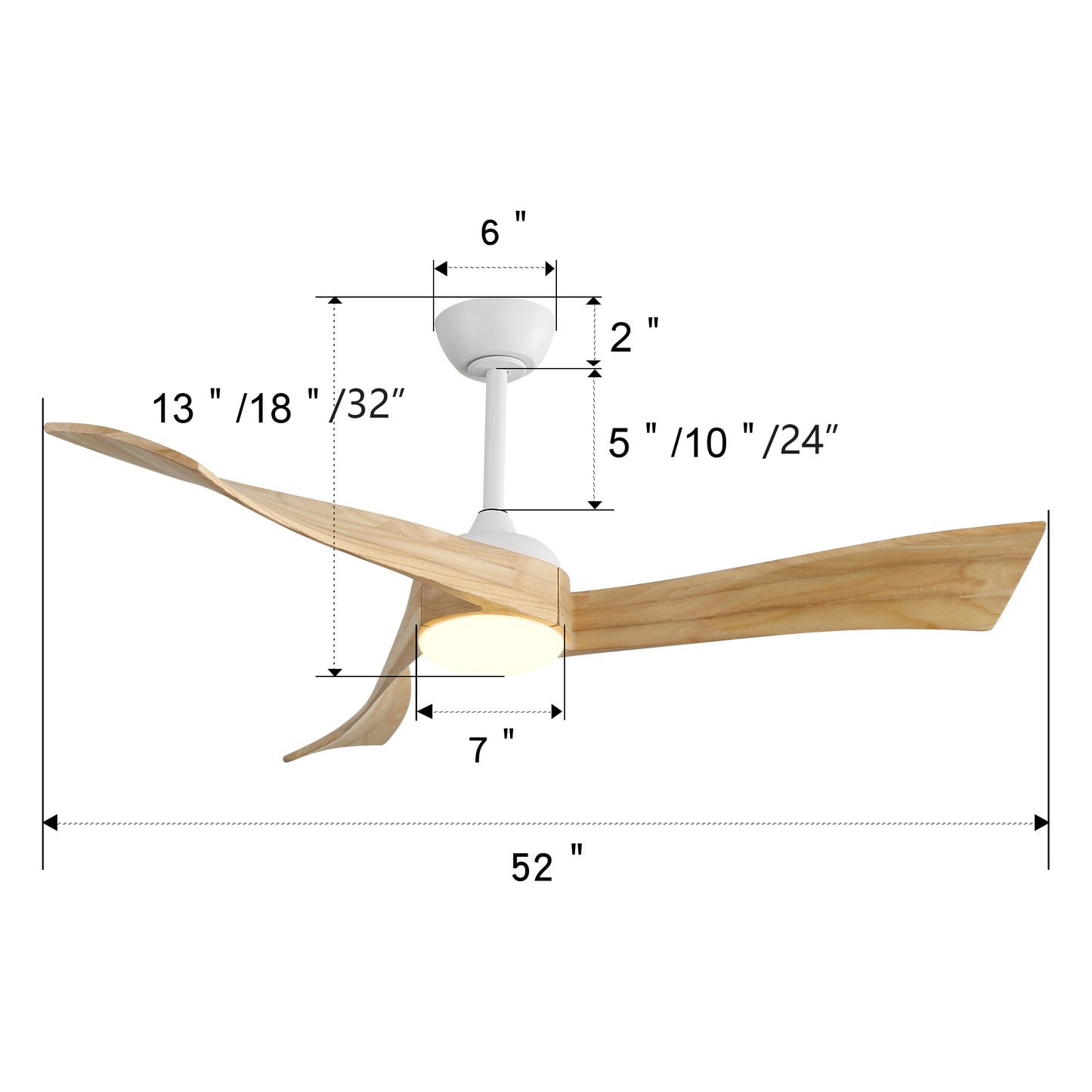 52 Inch Minimalist Ceiling Fan Light With 6 Speed Remote Energy-saving DC Motor