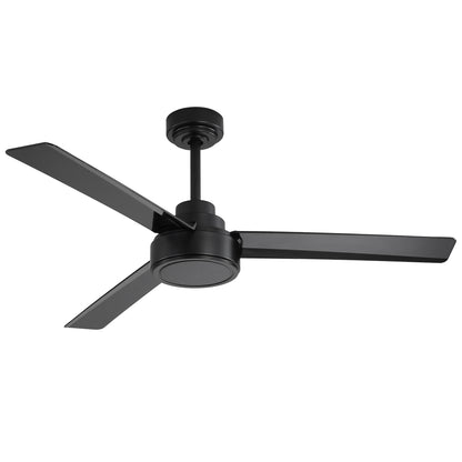 52" Outdoor Ceiling Fan Without Light, 3 ABS Blades Farmhouse Ceiling Fan with Remote Control 6-speed Reversible DC Motor Black for Living Room, Bedroom, Kitchen